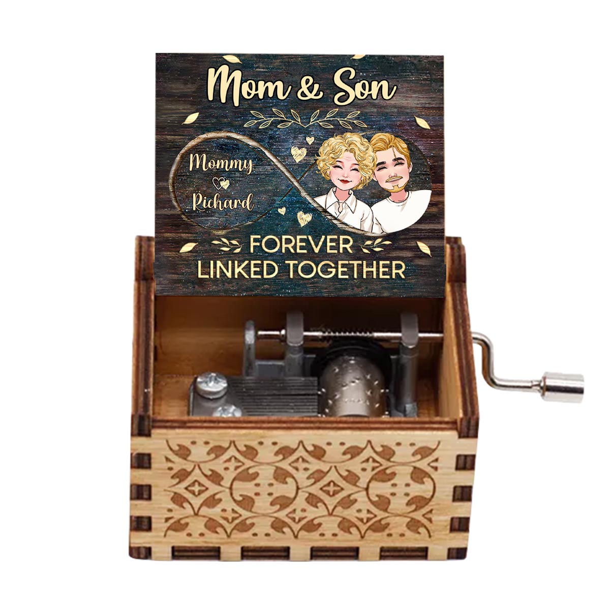 Side By Side - Gift for mom, grandma, daughter, son, granddaughter, grandson - Personalized Hand Crank Music Box