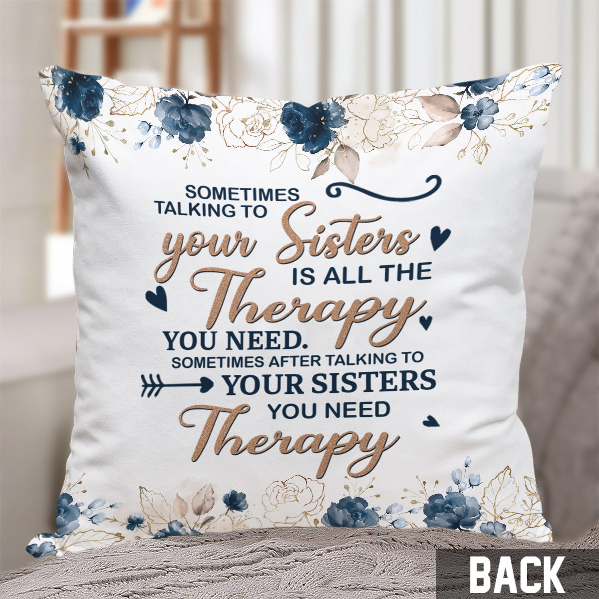Parler à sa sœur - Coussin décoratif personnalisé pour meilleure amie