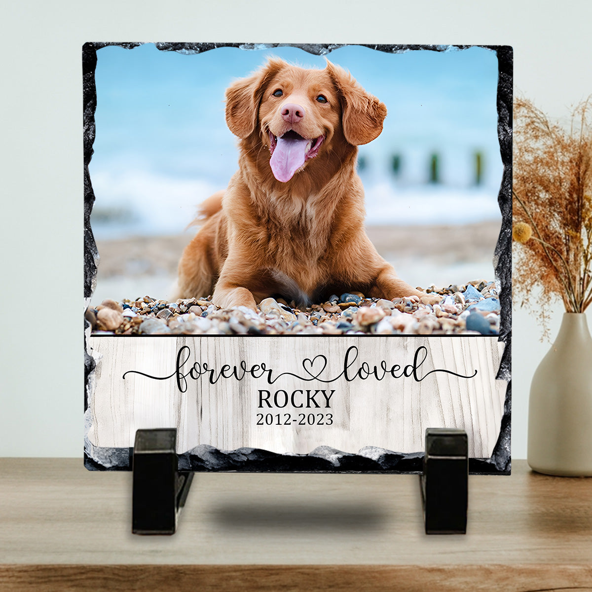 Für immer geliebte Katze/Hund – Geschenk für Hundeliebhaber, die ihre Katze oder ihren Hund verloren haben – Personalisierter quadratischer Stein
