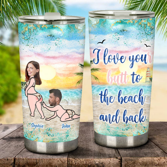 I Love You To The Beach - Personalized Couple Tumbler