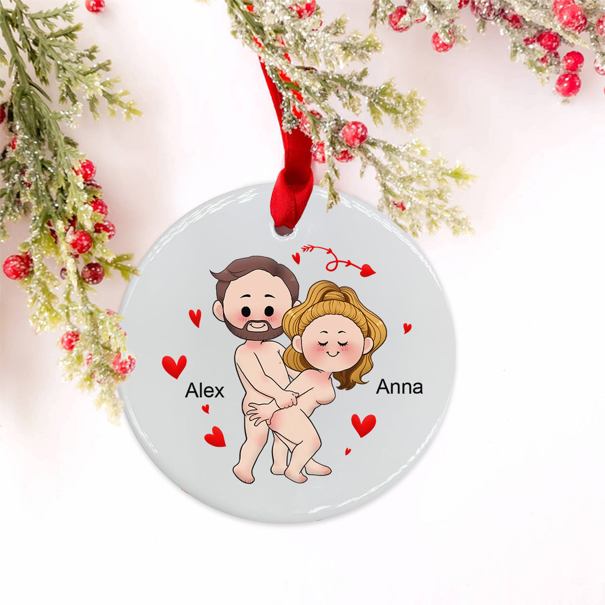 I Just Want You To Be Happy Custom Screenshot Messages - gift for boyfriend, girlfriend, wife, husband - Personalized Ceramic Circle Ornament