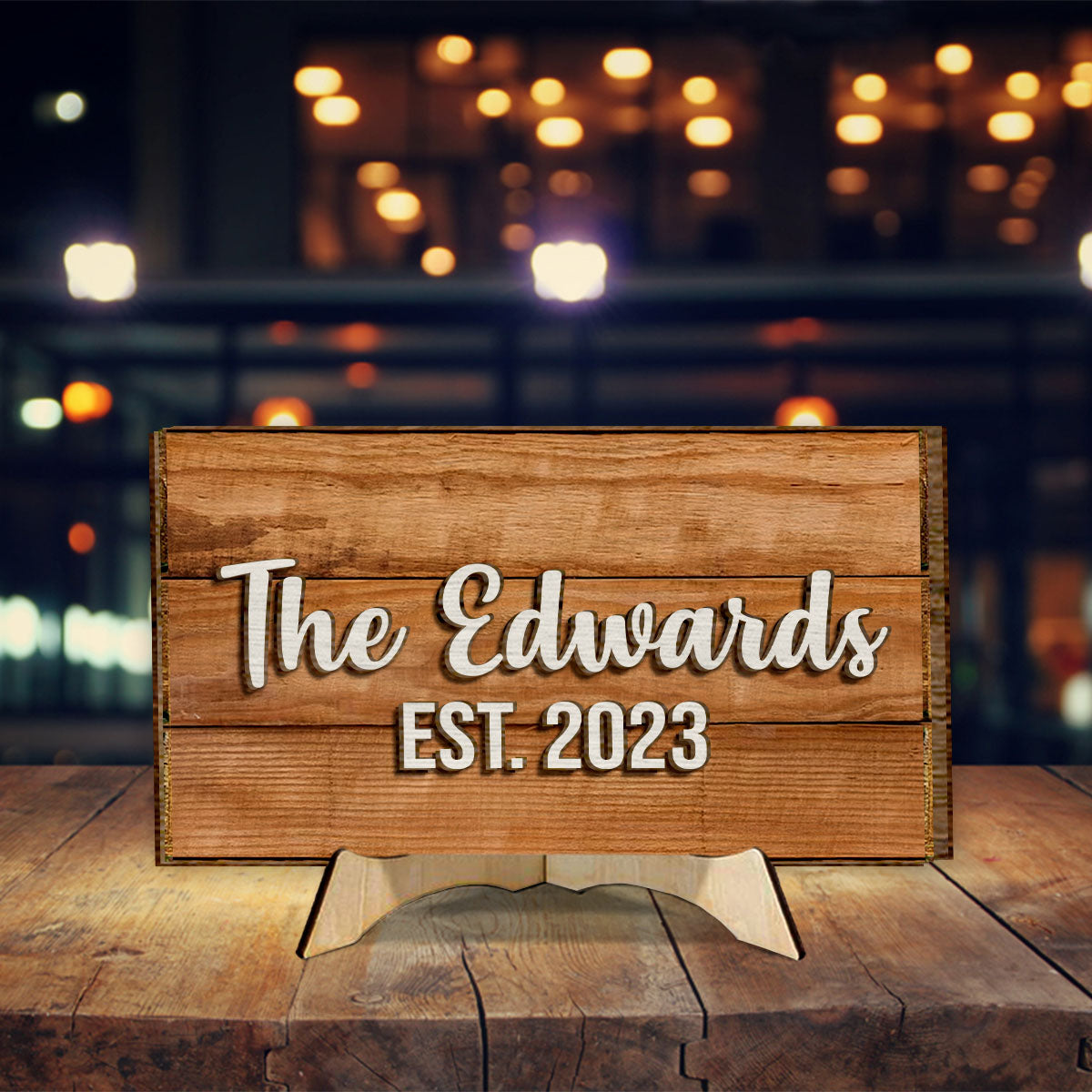 Notre famille - Panneau/Plaque en bois personnalisé(e) à 2 couches pour pendaison de crémaillère
