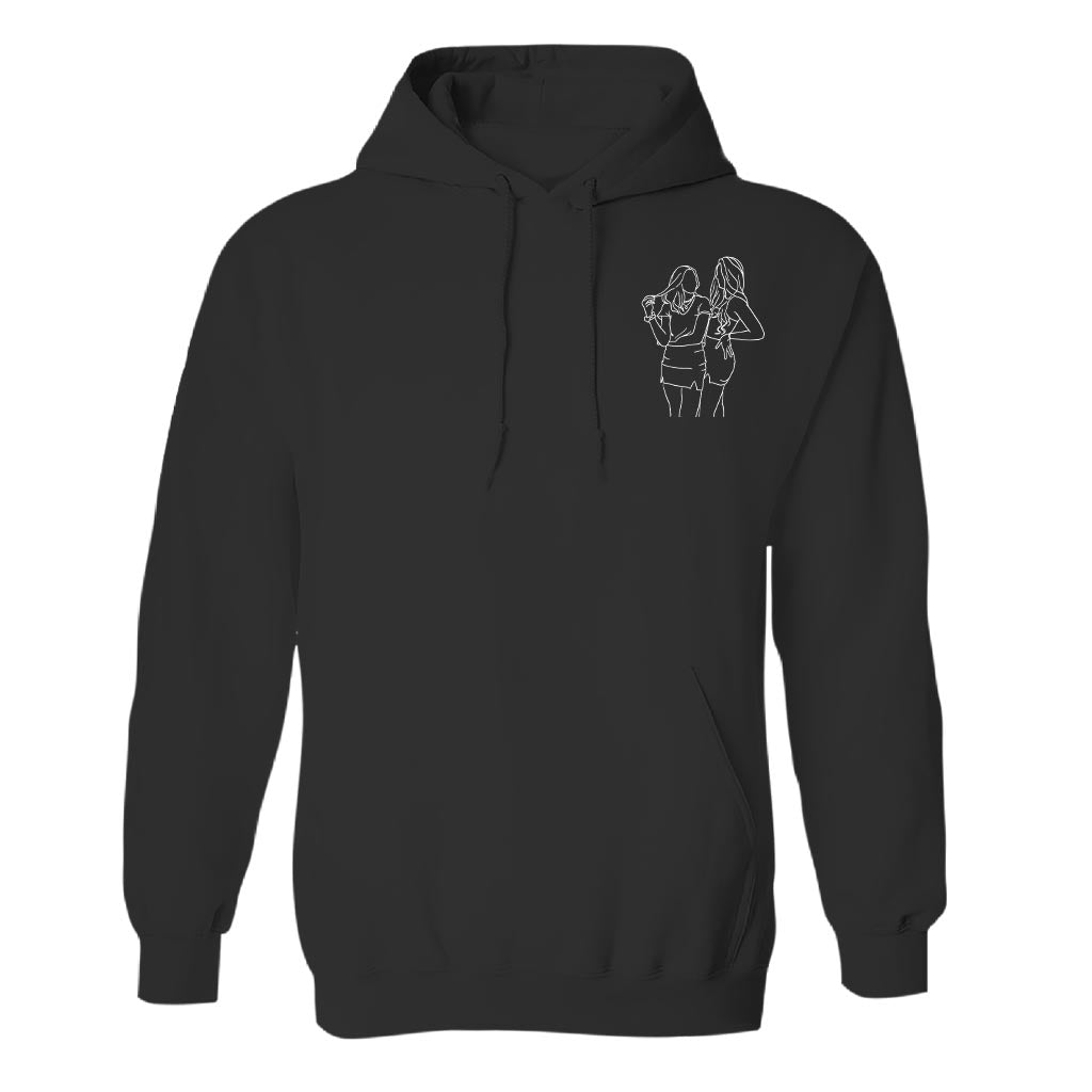 Individuelle Linienzeichnung – Personalisierter bestickter Hoodie für die Tochter