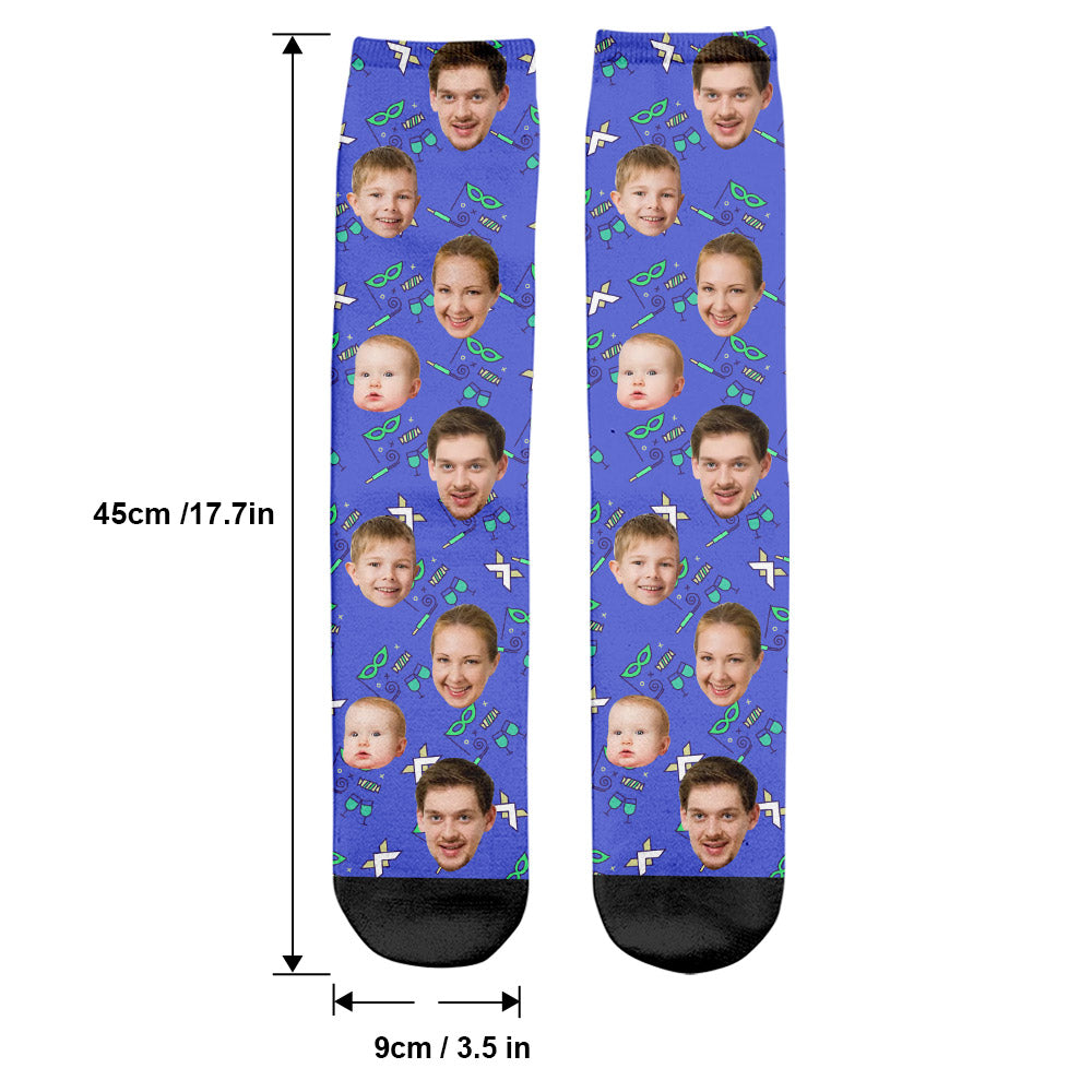Individuelles Gesichtsmuster für Partys – personalisierte Familiensocken