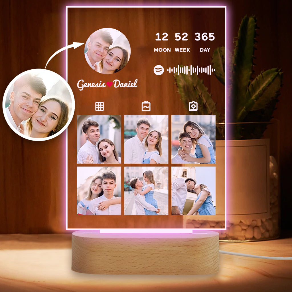Couple Photo Collection - Personalized Couple Shaped Plaque Light Base