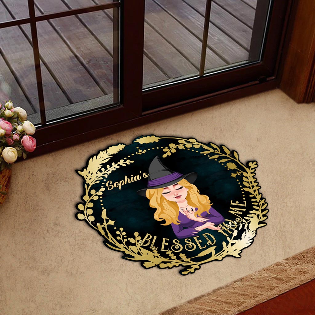 Blessed Home - Personalized Witch Shaped Doormat