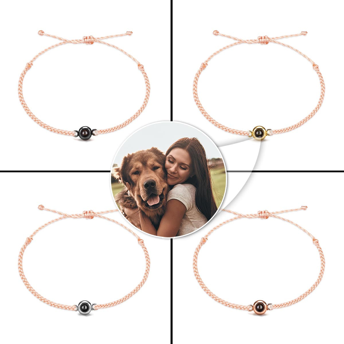 Those We Love Don't Go Away Dog Cat - Gift for dog lovers, who lost dog, who lost cat - Personalized Projection Bracelet