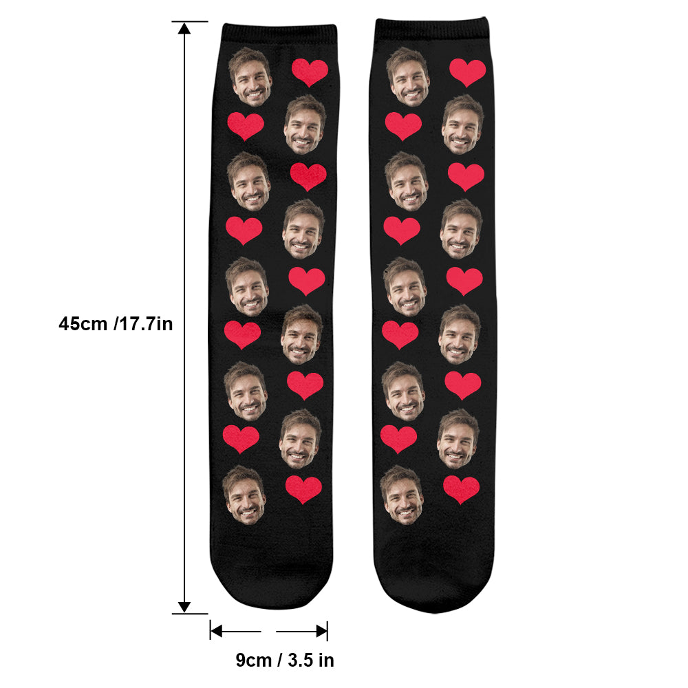 Chaussettes personnalisées pour oncle avec motif cœur et visage personnalisé