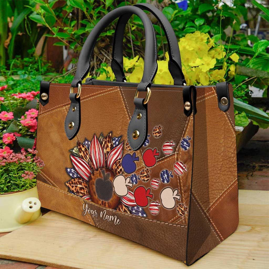 All American Teacher – Personalisierte Lederhandtasche zum Unabhängigkeitstag
