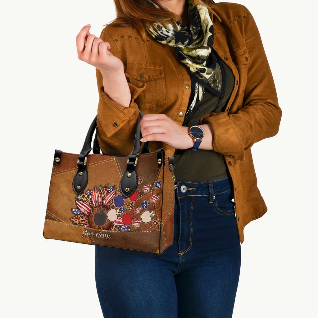 All American Teacher – Personalisierte Lederhandtasche zum Unabhängigkeitstag