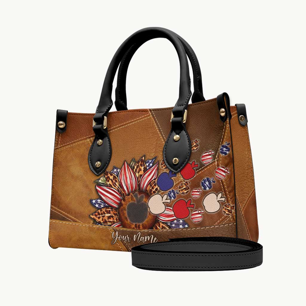 All American Teacher – Personalisierte Lederhandtasche zum Unabhängigkeitstag