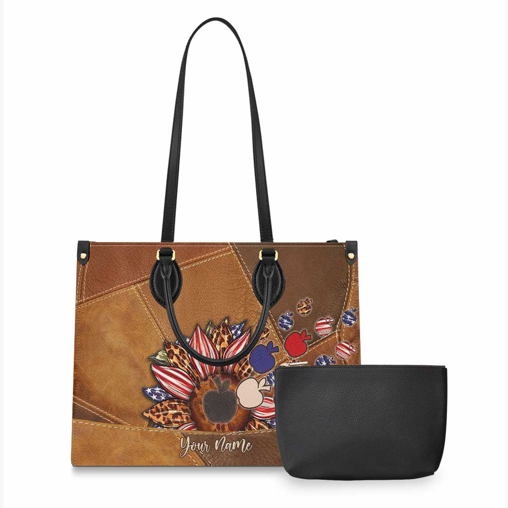 All American Teacher – Personalisierte Lederhandtasche zum Unabhängigkeitstag