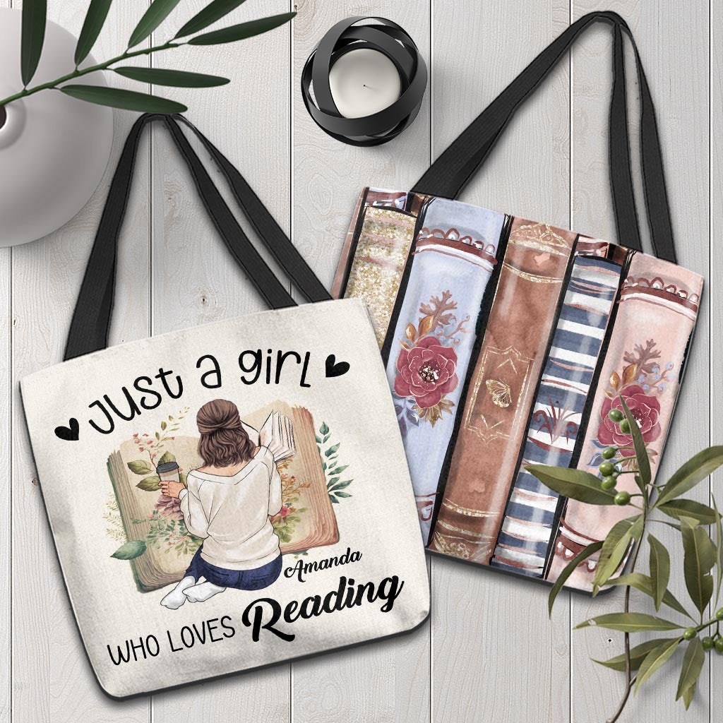 Sac fourre-tout personnalisé « Juste une fille qui aime lire »