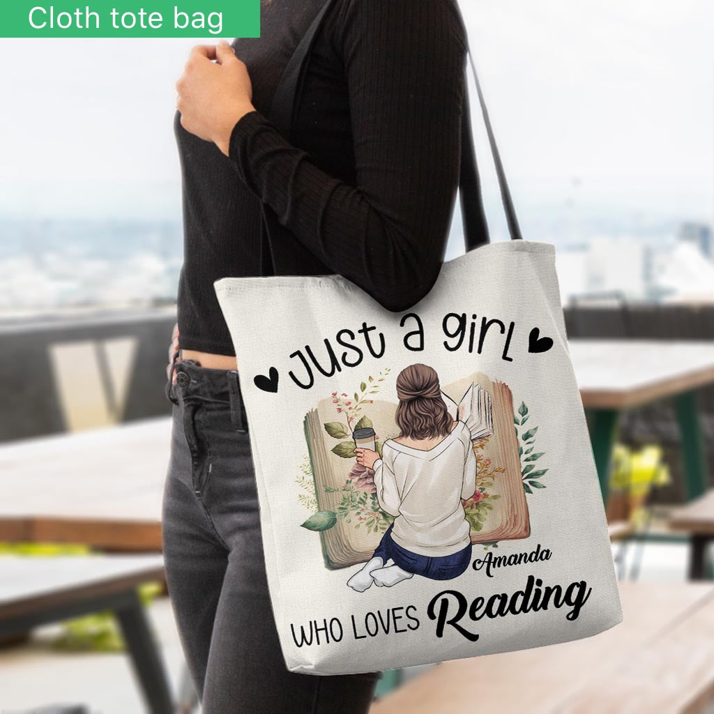 Sac fourre-tout personnalisé « Juste une fille qui aime lire »