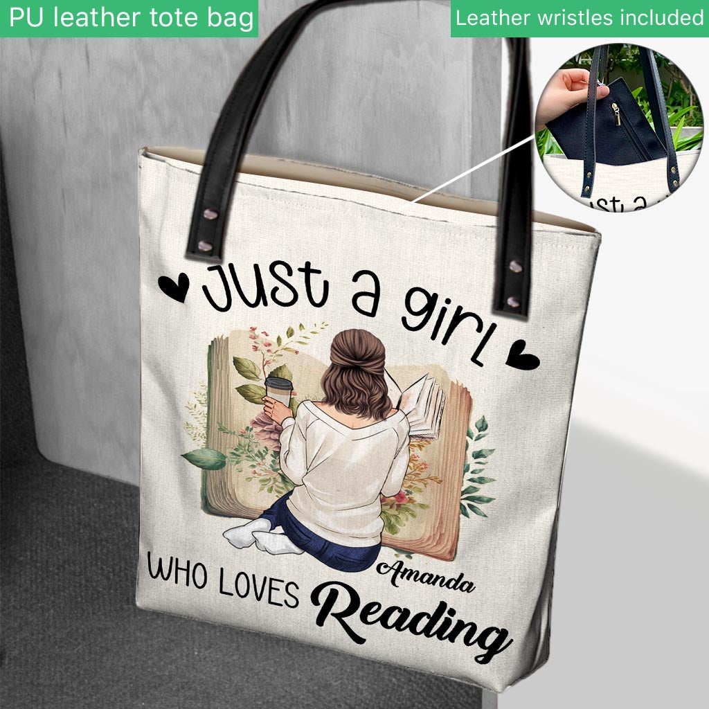Sac fourre-tout personnalisé « Juste une fille qui aime lire »