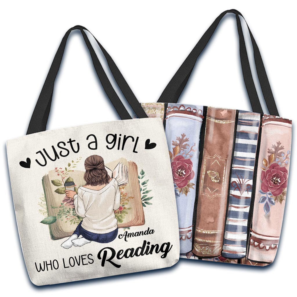 Sac fourre-tout personnalisé « Juste une fille qui aime lire »