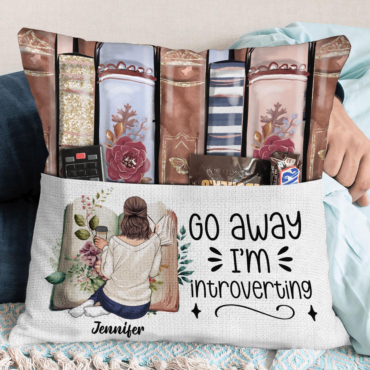 Verschwinde, ich bin introvertiert – personalisiertes Buchtaschenkissen