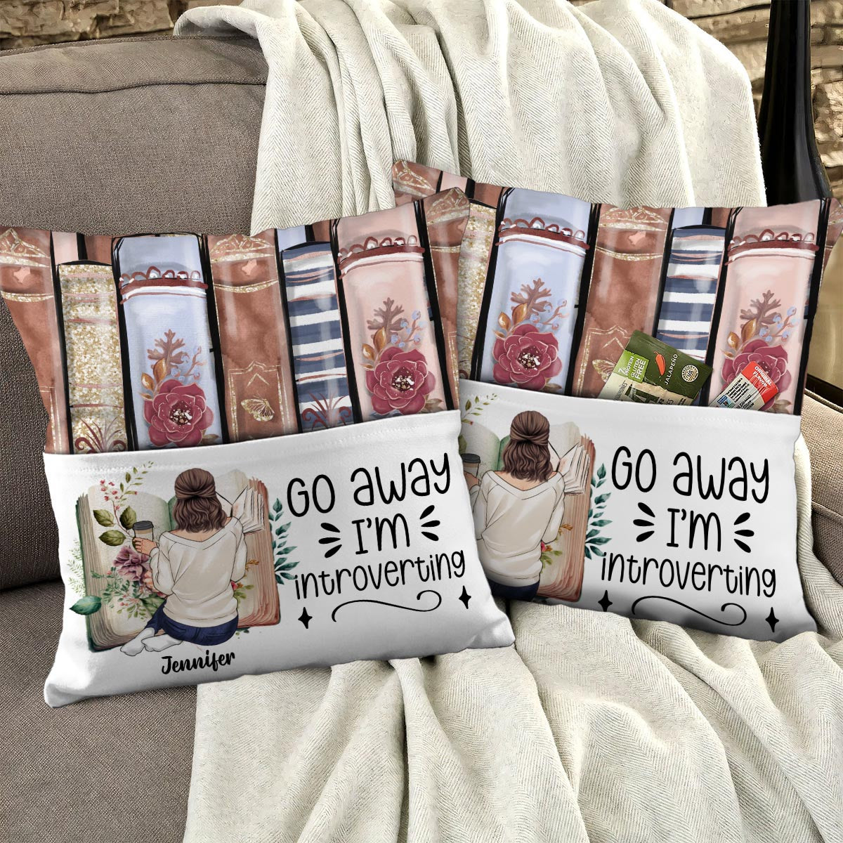 Verschwinde, ich bin introvertiert – personalisiertes Buchtaschenkissen