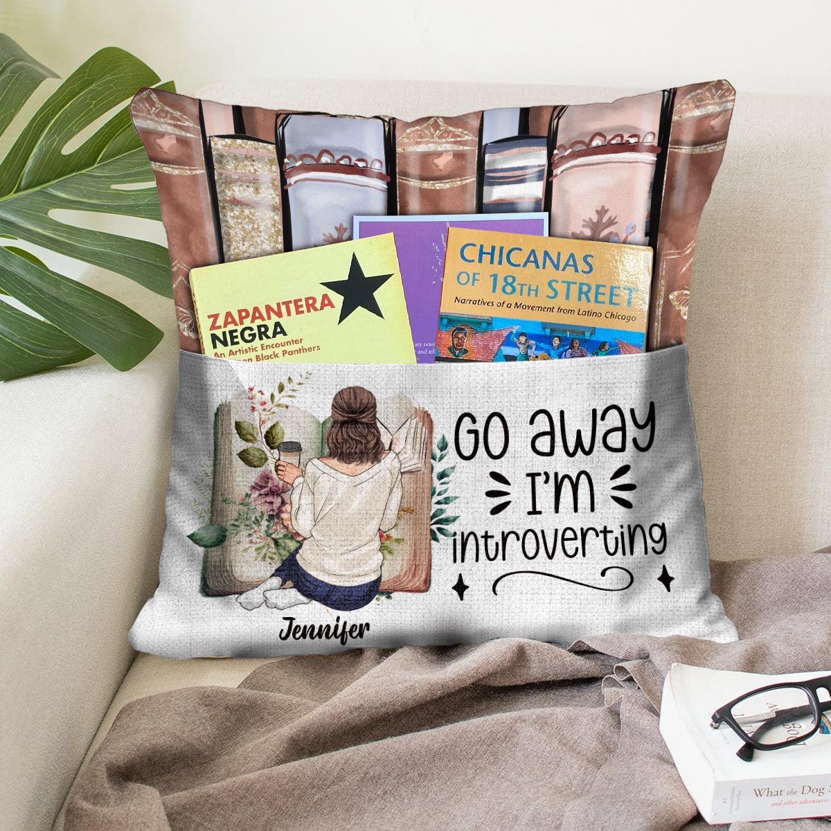 Verschwinde, ich bin introvertiert – personalisiertes Buchtaschenkissen