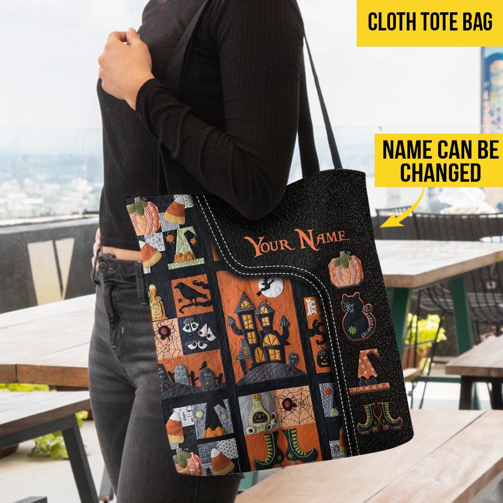 Mon balai est cassé, alors maintenant je fais du patchwork. Sac fourre-tout personnalisé d'Halloween