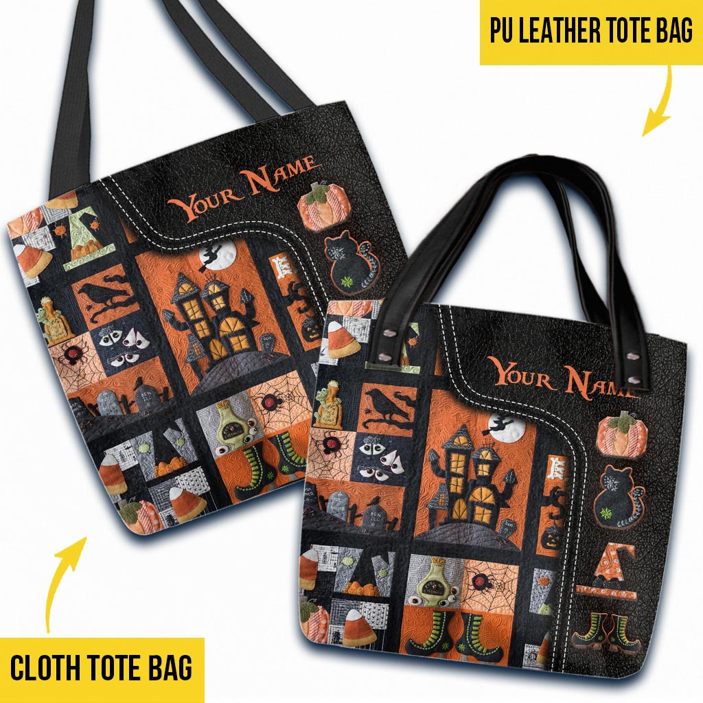 Mon balai est cassé, alors maintenant je fais du patchwork. Sac fourre-tout personnalisé d'Halloween