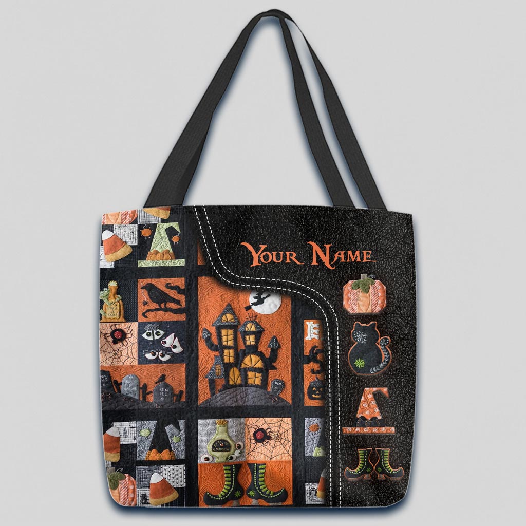 Mon balai est cassé, alors maintenant je fais du patchwork. Sac fourre-tout personnalisé d'Halloween