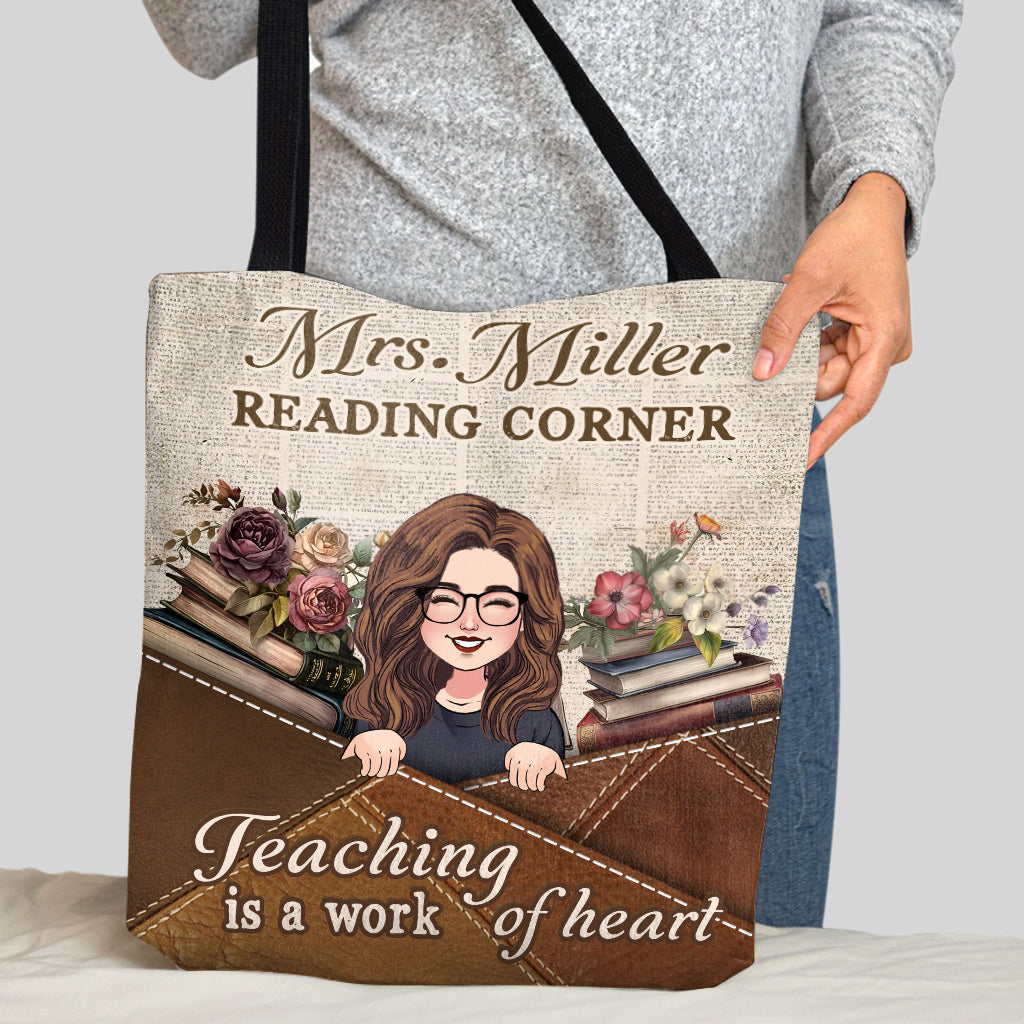 Enseigner, c'est un travail de cœur - Sac fourre-tout personnalisé pour enseignants