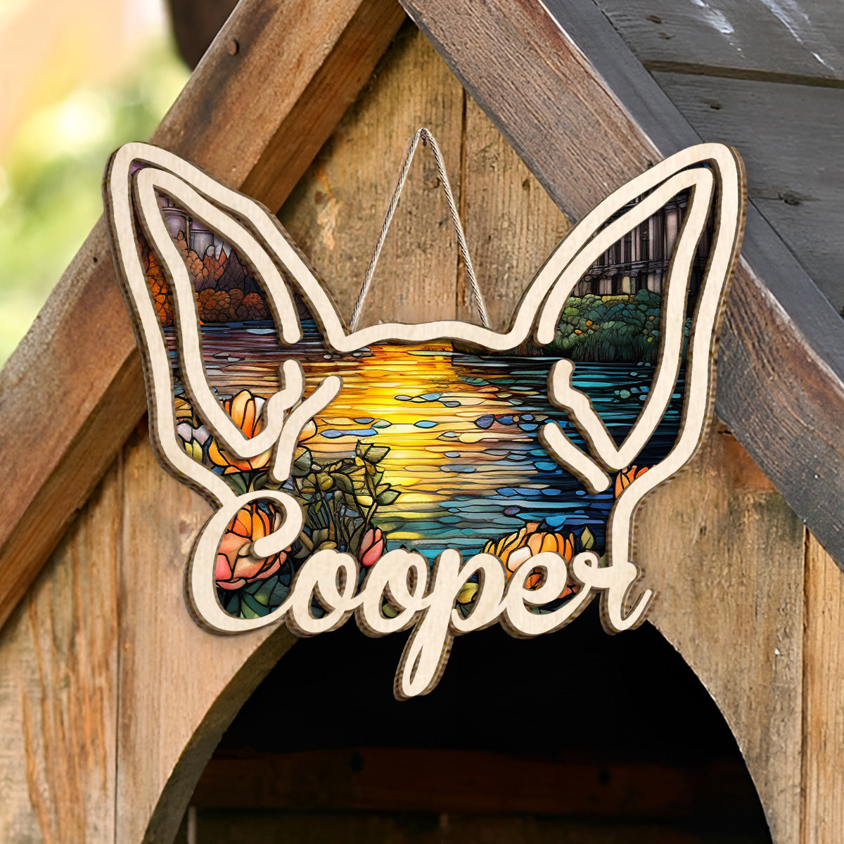 Hundeohren – Geschenk für Hundeliebhaber – Personalisiertes zweilagiges Holzschild / Holzplakette