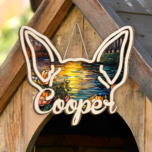 Oreilles de chien - Cadeau pour les amoureux des chiens - Plaque en bois personnalisée à 2 couches