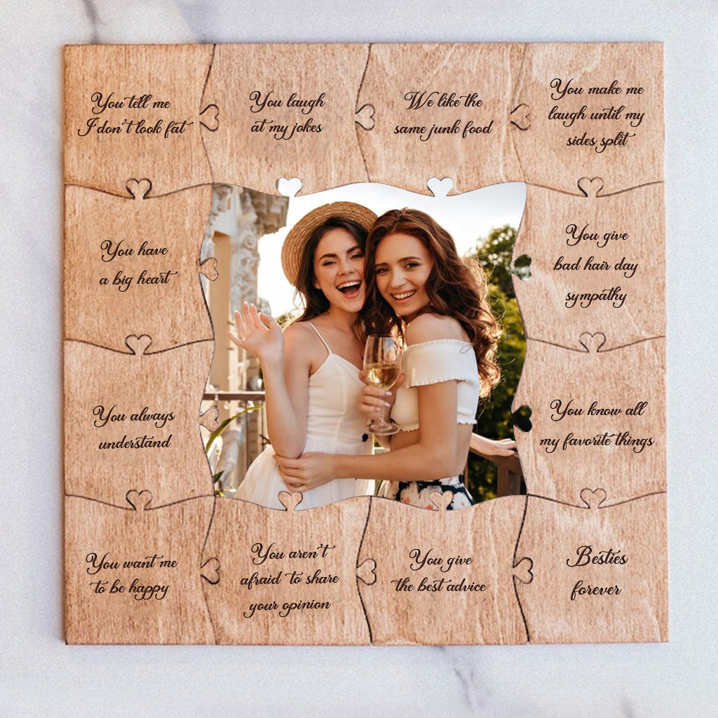 Pourquoi je t'aime, ma meilleure amie ? - Puzzle en bois personnalisé avec photo de ma meilleure amie