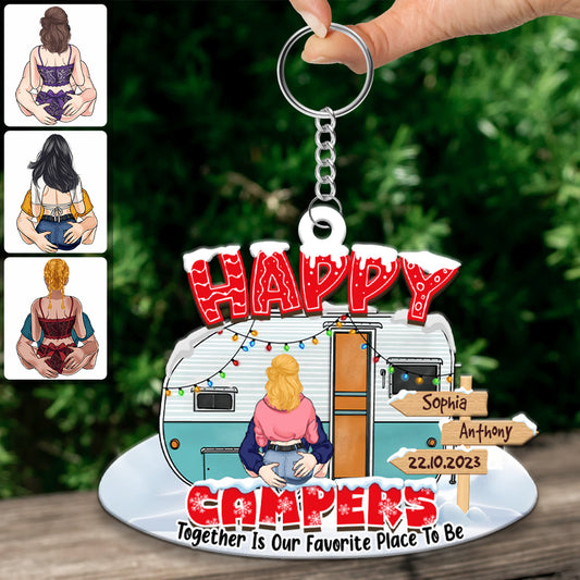 Happy Campers - Camping gift for husband, wife, boyfriend, girlfriend - Personalized Keychain