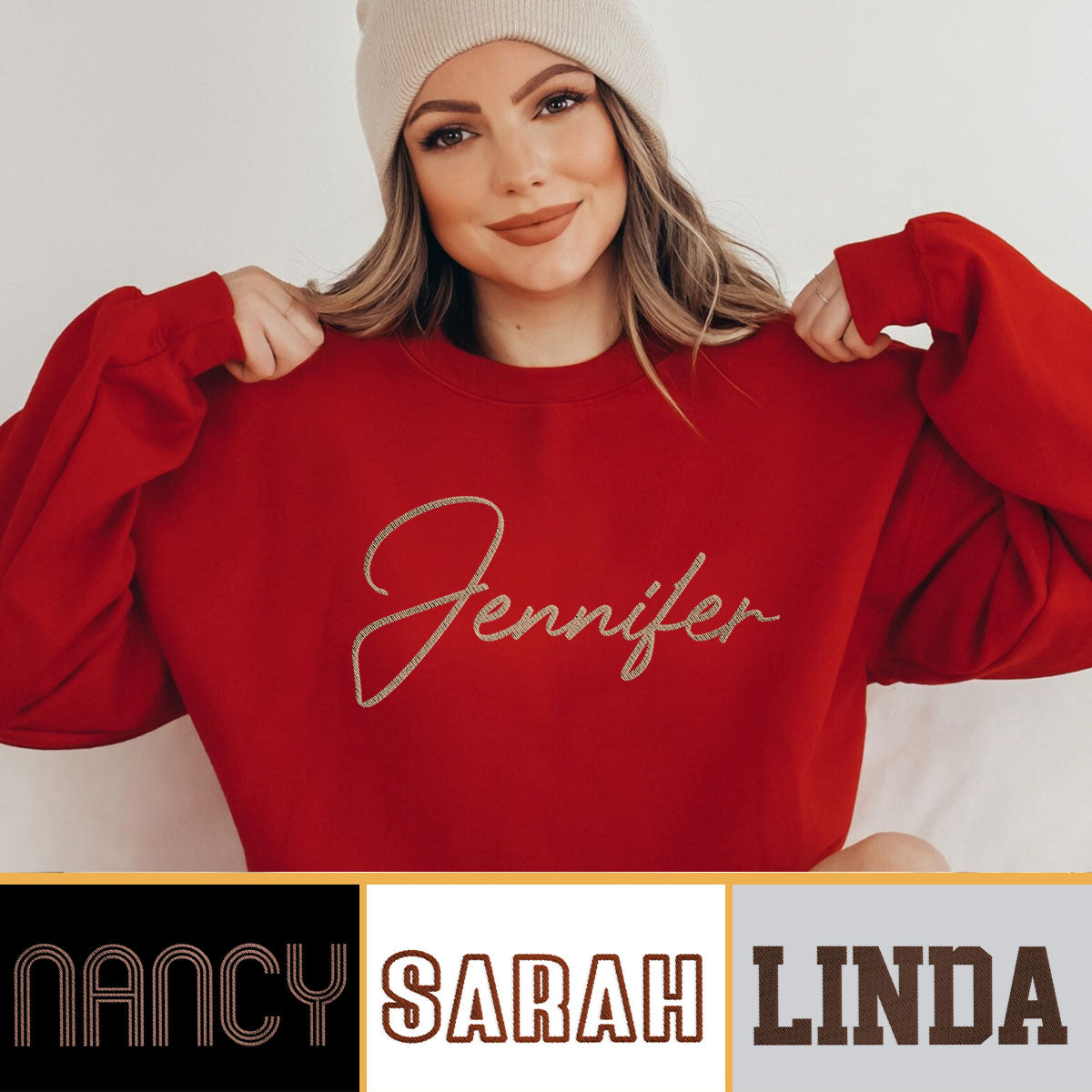 Personalisierter, bestickter Pullover für Tante mit individuellem Namen