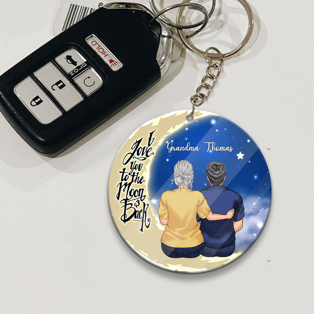 Bis zum Mond und zurück – Geschenk für Oma, Mama, Papa, Opa – Personalisierter Schlüsselanhänger