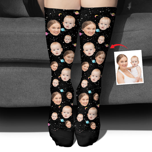 Custom Face Galaxy - Personalized Mother Socks