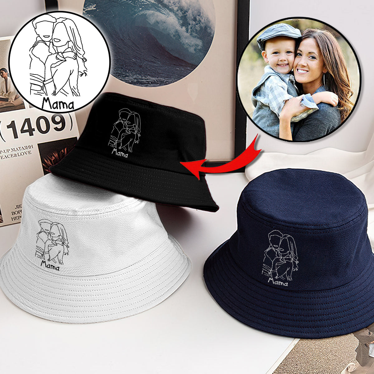 Custom Photo - Personalized Mother Embroidered Bucket Hat