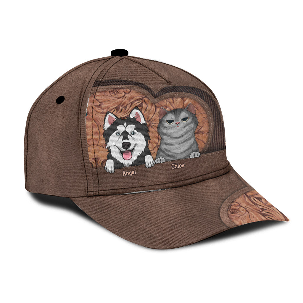 Personalisierte Kappe mit Hunde- und Katzenmotiv – Geschenk für Hunde- und Katzenliebhaber – Klassische, personalisierte Kappe