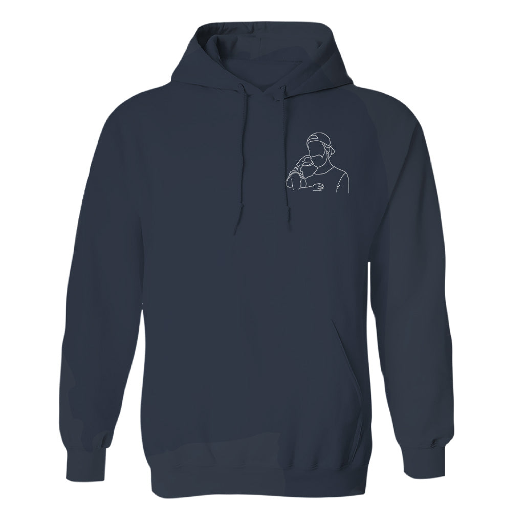 Custom Line Art - Personalized Father Embroidered Hoodie