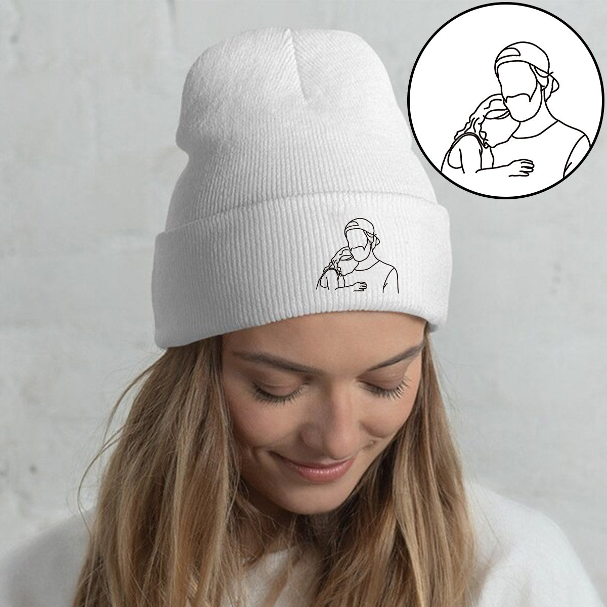 Custom Photo - Personalized Father Embroidered Beanie