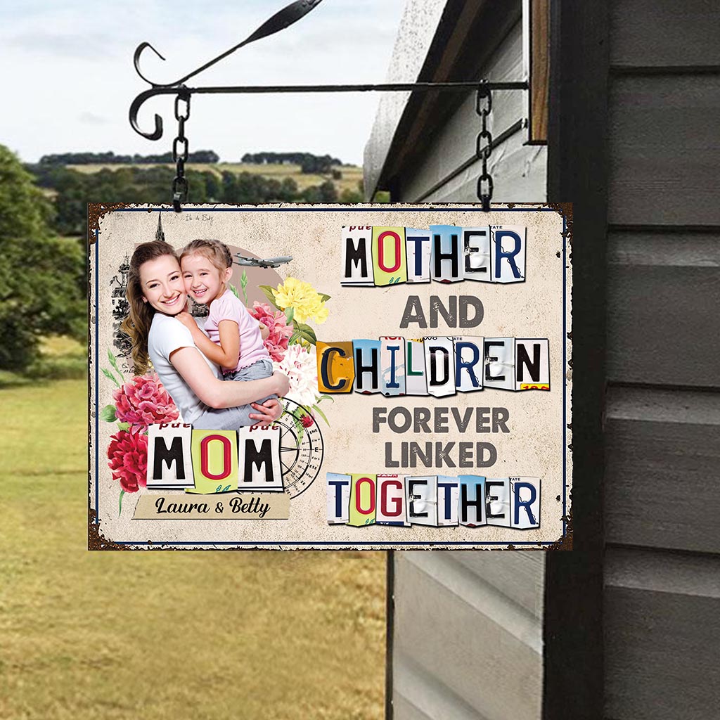 Forever Linked Together - Gift for mom, daughter, son - Personalized Rectangle Metal Sign