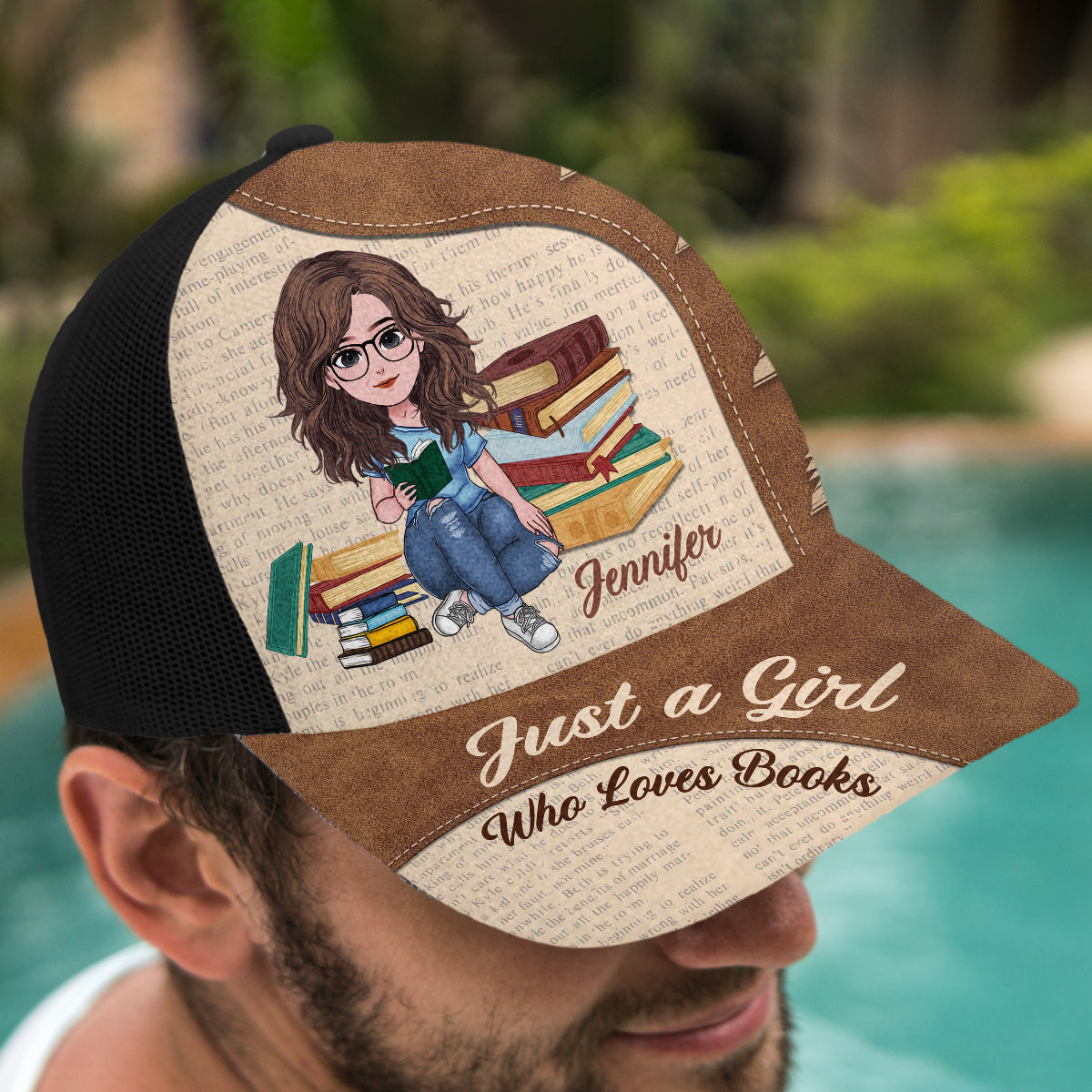 Juste une fille qui aime les livres - Casquette de camionneur personnalisée avec des livres
