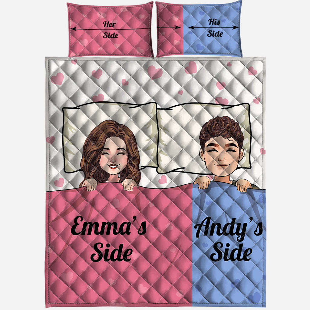 Her Side - His Side - Personalized Couple Quilt Set