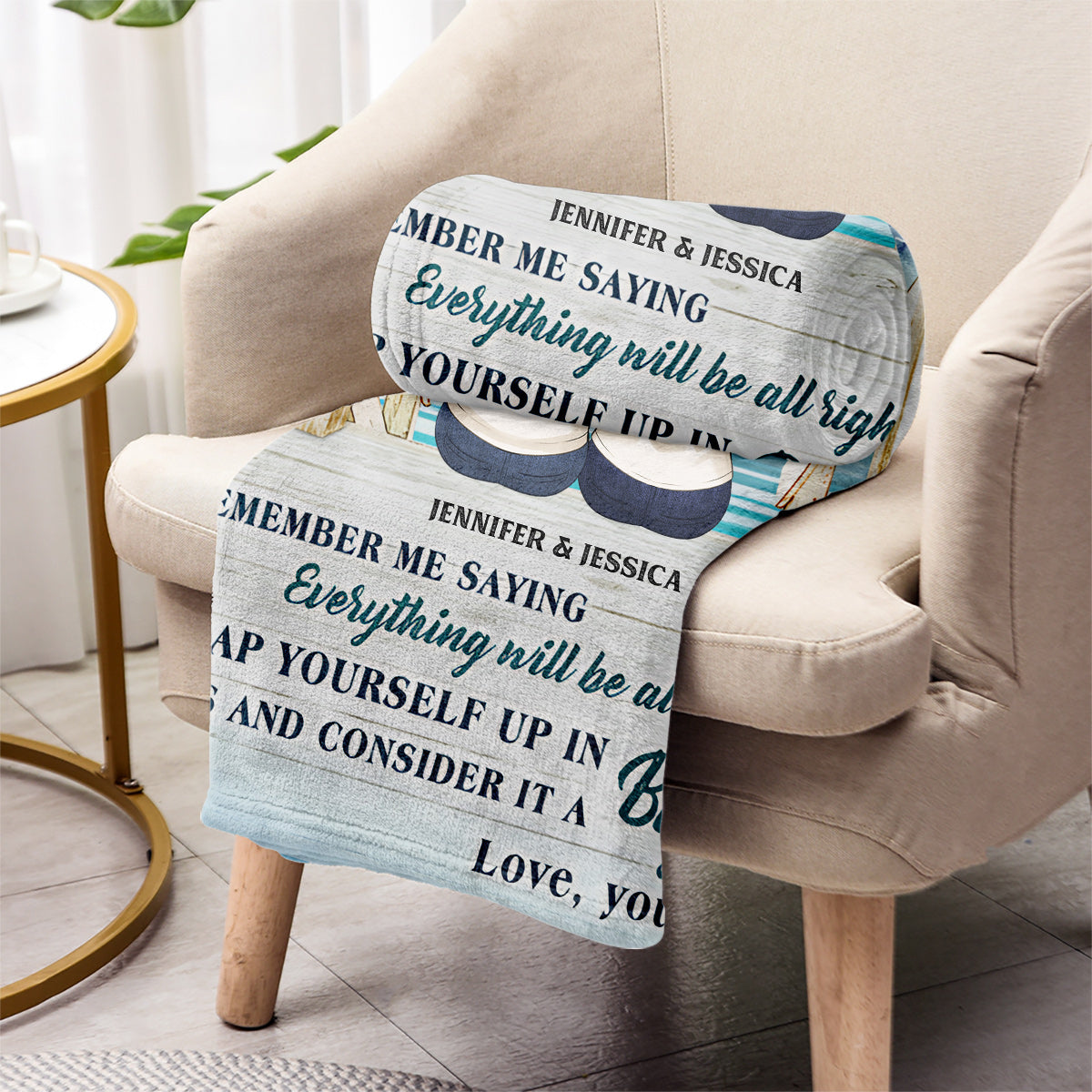 Couverture personnalisée pour sœur, remplie de câlins et d'amour