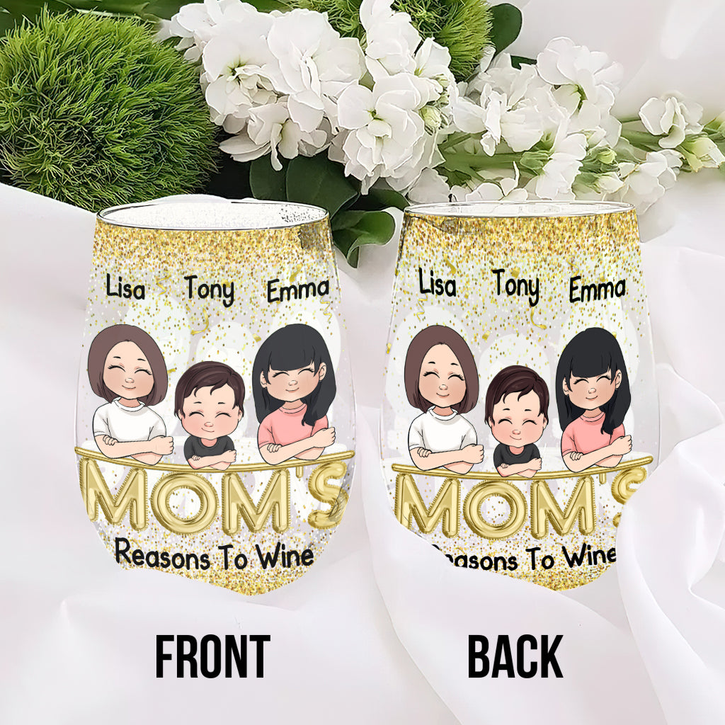 Mom's Reasons To Wine - Personalized Mother's Day Mother All Over Wine Glass