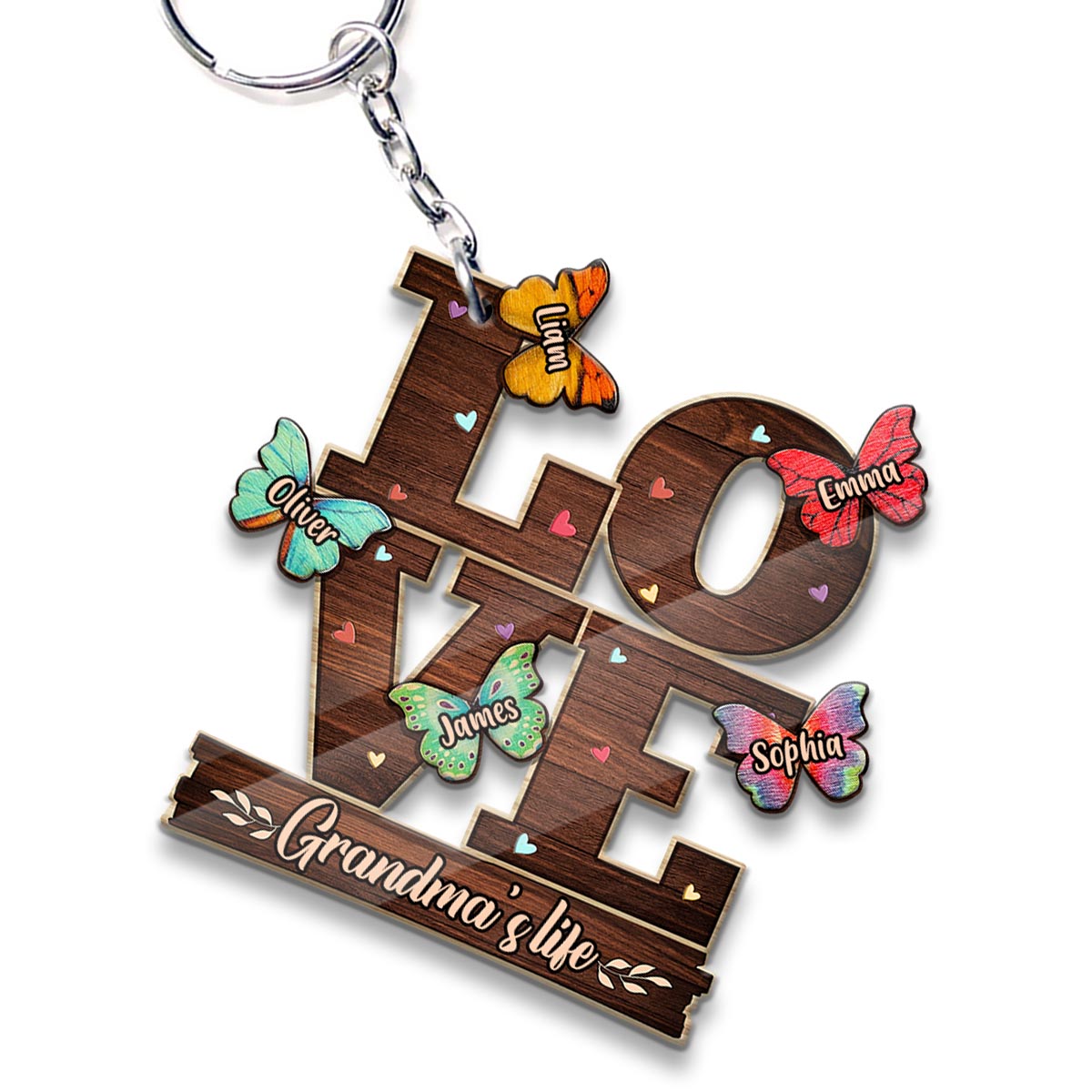 Love - Personalized Grandma Keychain (Printed On Both Sides)