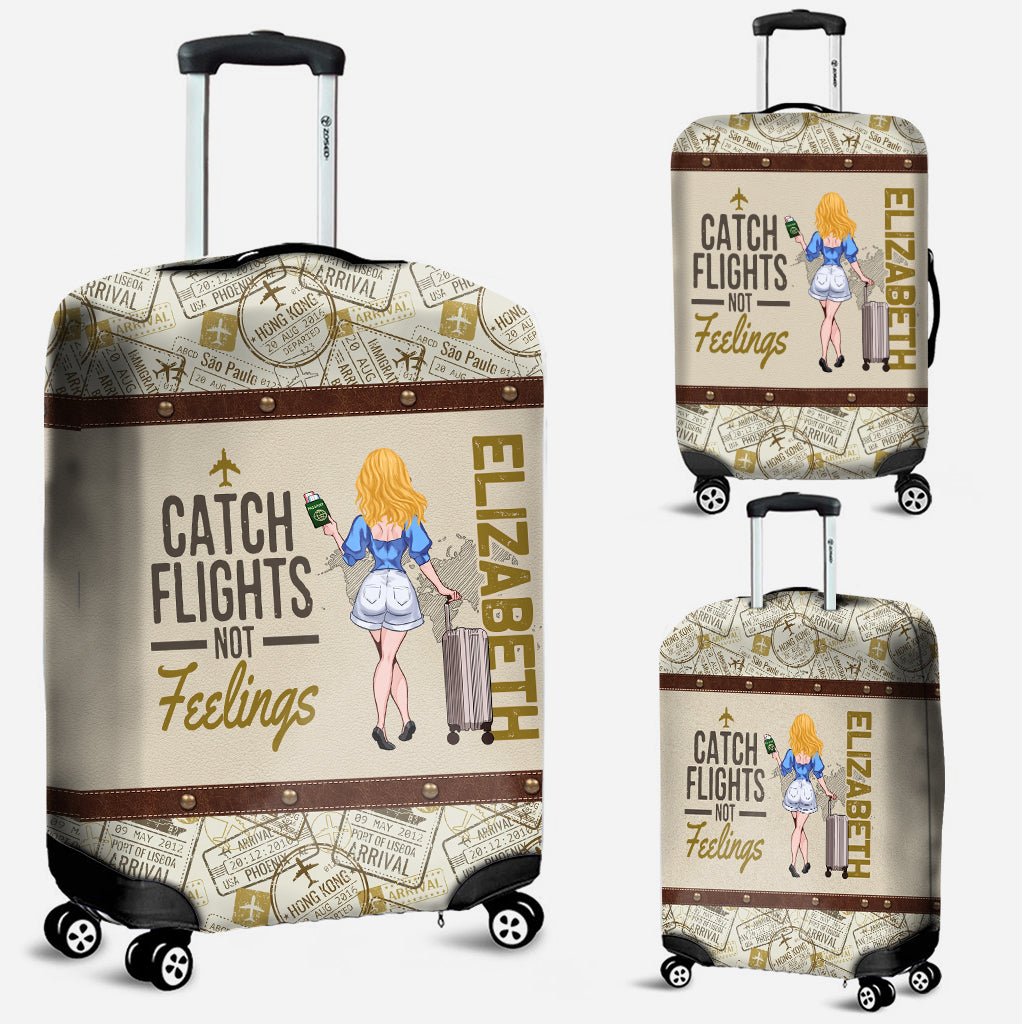 Flüge buchen, nicht Gefühle – Personalisierte Reisehandtasche und Gepäckhülle aus Leder
