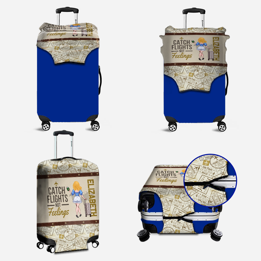 Flüge buchen, nicht Gefühle – Personalisierte Reisehandtasche und Gepäckhülle aus Leder