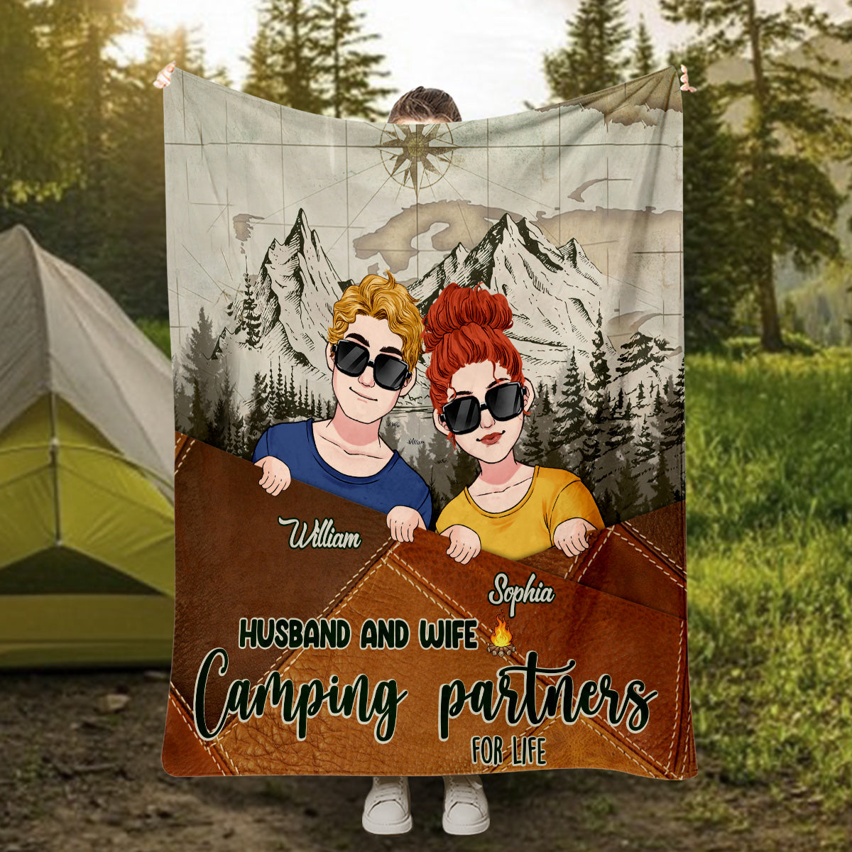 Partenaires de camping pour la vie - Couverture de camping personnalisée