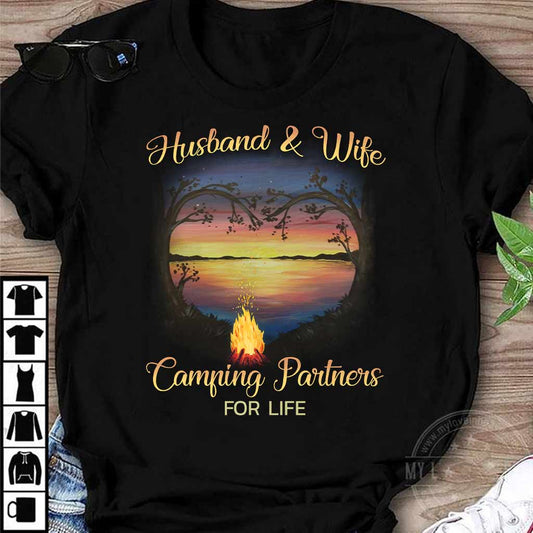Husband And Wife Camping Partners For Life - T-shirt and Hoodie 1121