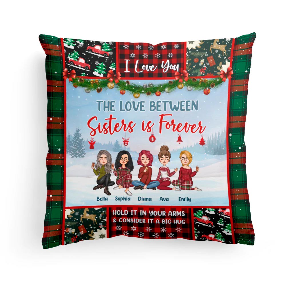 L'amour entre sœurs est éternel - Coussin décoratif personnalisé pour meilleure amie