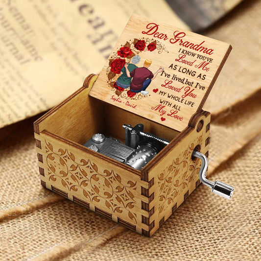 Mom I've Loved You - Gift for mom, grandma, husband, wife, aunt, sister, brother - Personalized Hand Crank Music Box